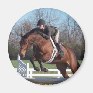 Paarden en Show Jumping Round Magnet Magneet