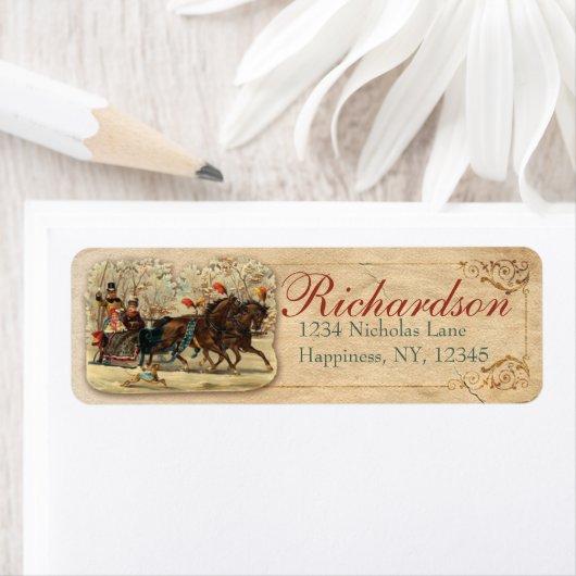 Paarden en Slaapse Antiek Victoriaans Kerstmis Etiket (Insitu)