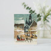  paarden en slee briefkaart (Staand voorkant)