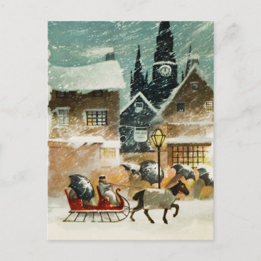  paarden en slee briefkaart (Voorkant)