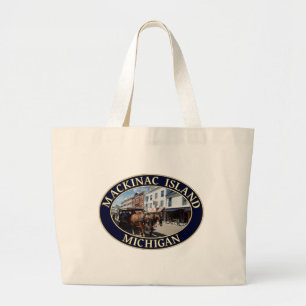 Paarden en vervoer op het binnenste eiland Mackina Grote Tote Bag