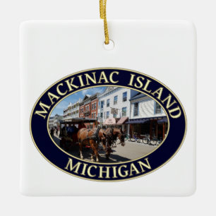 Paarden en vervoer op het binnenste eiland Mackina Keramisch Ornament