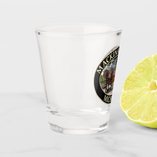 Paarden en vervoer op Mackinac Island, Michigan Shot Glas (Links)