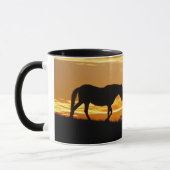 Paarden en vogels Gedroogd in zonsopgang Mok (Links)