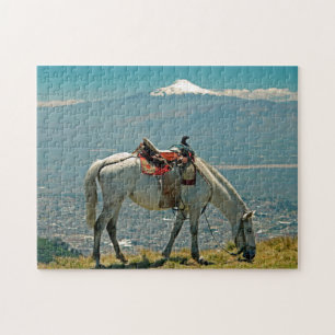 Paarden en vulkaan, Quito, Ecuador Legpuzzel