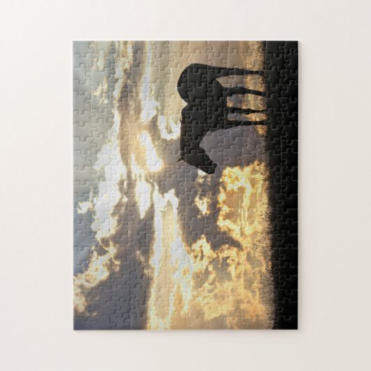 Paarden en zon met Clouds Beauful & Changeling Legpuzzel (Verticaal)
