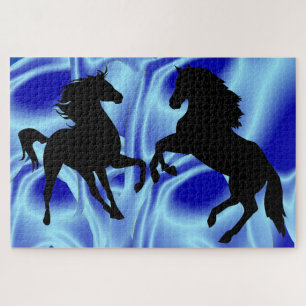Paarden familie Puzzle Blue Fantasy Legpuzzel