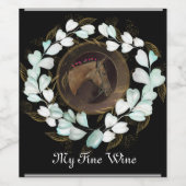 Paarden, Floral Mane, Laurel Beverage Label Wijn Etiket (Enkel label)