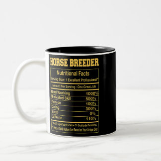 Paarden Funny Horse-kweker Nutritional Facts Motiv Tweekleurige Koffiemok