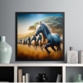 Paarden galopperen over de weide poster