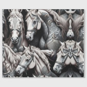 Paarden Gedetailleerd schilderij in Black & White Cadeaupapier (Vlak)