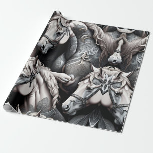 Paarden Gedetailleerd schilderij in Black & White  Cadeaupapier