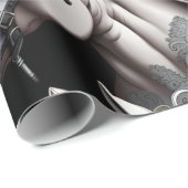 Paarden Gedetailleerd schilderij in Black & White Cadeaupapier (Rol Hoek)