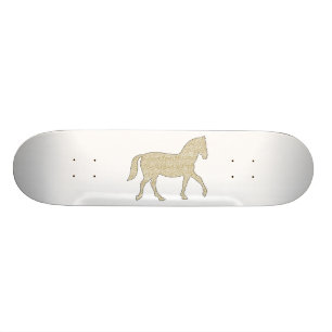 Paarden - geometrisch patroon - beige en wit. skateboard