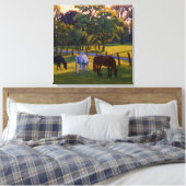 Paarden grazen op het prachtige platteland canvas afdruk (Insitu (Slaapkamer))