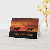 Paarden Happy Birthday Kaart (Gele Bloem)