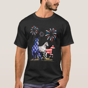 Paarden hardlopend met vuurwerk Gelukkige Onafhank T-shirt