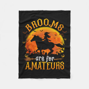 Paarden heks halloween Funny Brooms zijn voor Amat Fleece Deken