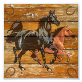 Paarden Hoefijzers Barn Wood Cowboy Foto Afdruk