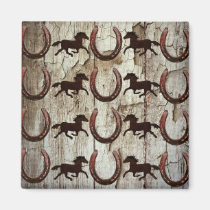 Paarden Hoefijzers op Barn Wood Cowboy Gifts Magneet