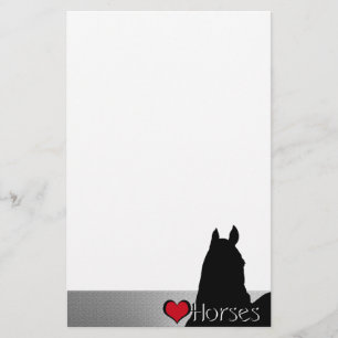 Paarden I van het hart Rood Hart (zilveren metaal) Briefpapier