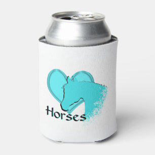 Paarden III van het hart (aqua) Blikjeskoeler