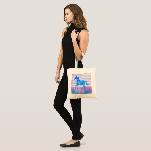 Paarden in Blauwe en Paarse Waterverf Persoonlijk Tote Bag (Voorkant (model))