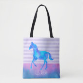 Paarden in Blauwe en Paarse Waterverf Persoonlijk Tote Bag (Voorkant)
