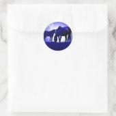 Paarden in Blue Night Ronde Sticker (Tas)