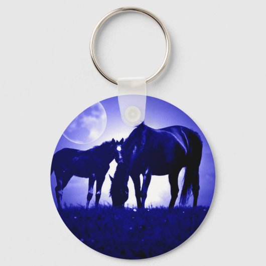 Paarden in Blue Night Sleutelhanger (Voorkant)