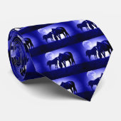 Paarden in Blue Night Stropdas (Opgerold)
