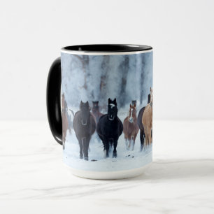 Paarden in de kou mok