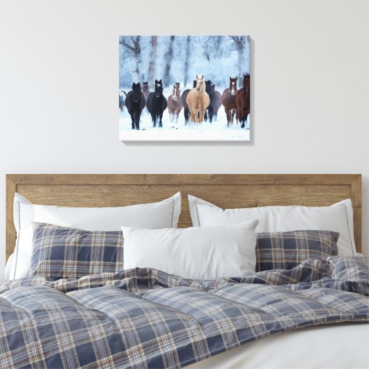 Paarden in de koude canvas afdruk (Insitu (Slaapkamer))