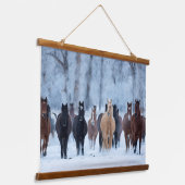 Paarden in de koude hangend wandkleed (Gebogen)