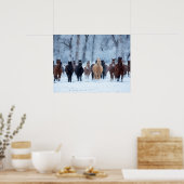 Paarden in de koude poster (Keuken)