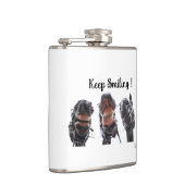 Paarden in de mond gekeken. 3 paarden lachend. heupfles (Rechts)