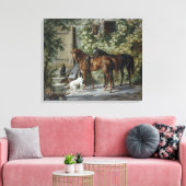 Paarden in de Porch (door Albrecht Adam) Canvas Afdruk (Insitu (Woonkamer))