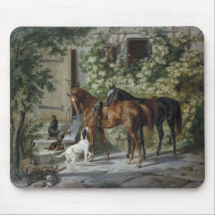 Paarden in de Porch (door Albrecht Adam) Muismat