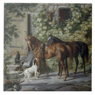 Paarden in de Porch (door Albrecht Adam) Tegeltje