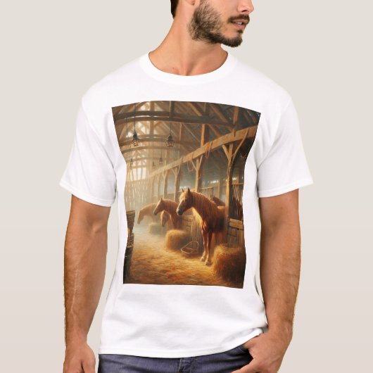Paarden in de schuur t-shirt (Voorkant)