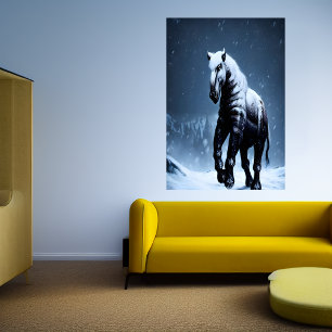 Paarden in de sneeuw AI Art Poster