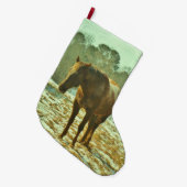 Paarden in de sneeuw grote kerstsok (Voorkant (Hangend))