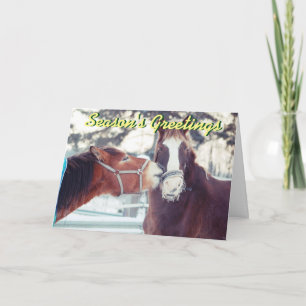 Paarden in de sneeuw Kerstkaart Feestdagen Kaart