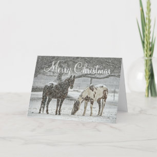 Paarden in de Sneeuw Kerstmis Feestdagen Kaart