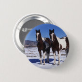 Paarden in de sneeuw ronde button 5,7 cm (Voorkant /achterkant)