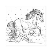 Paarden in de sneeuw 	rubberstempel (Afrduk)