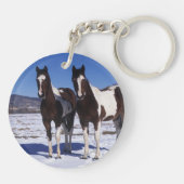Paarden in de sneeuw sleutelhanger (Achterkant)