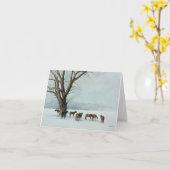 Paarden in de sneeuwkunst Notecard Kaart (Gele Bloem)