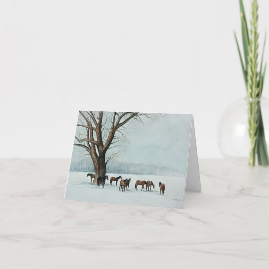 Paarden in de sneeuwkunst Notecard Kaart (Voorkant)