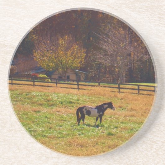 Paarden in de verte zandsteen onderzetter (Voorkant)
